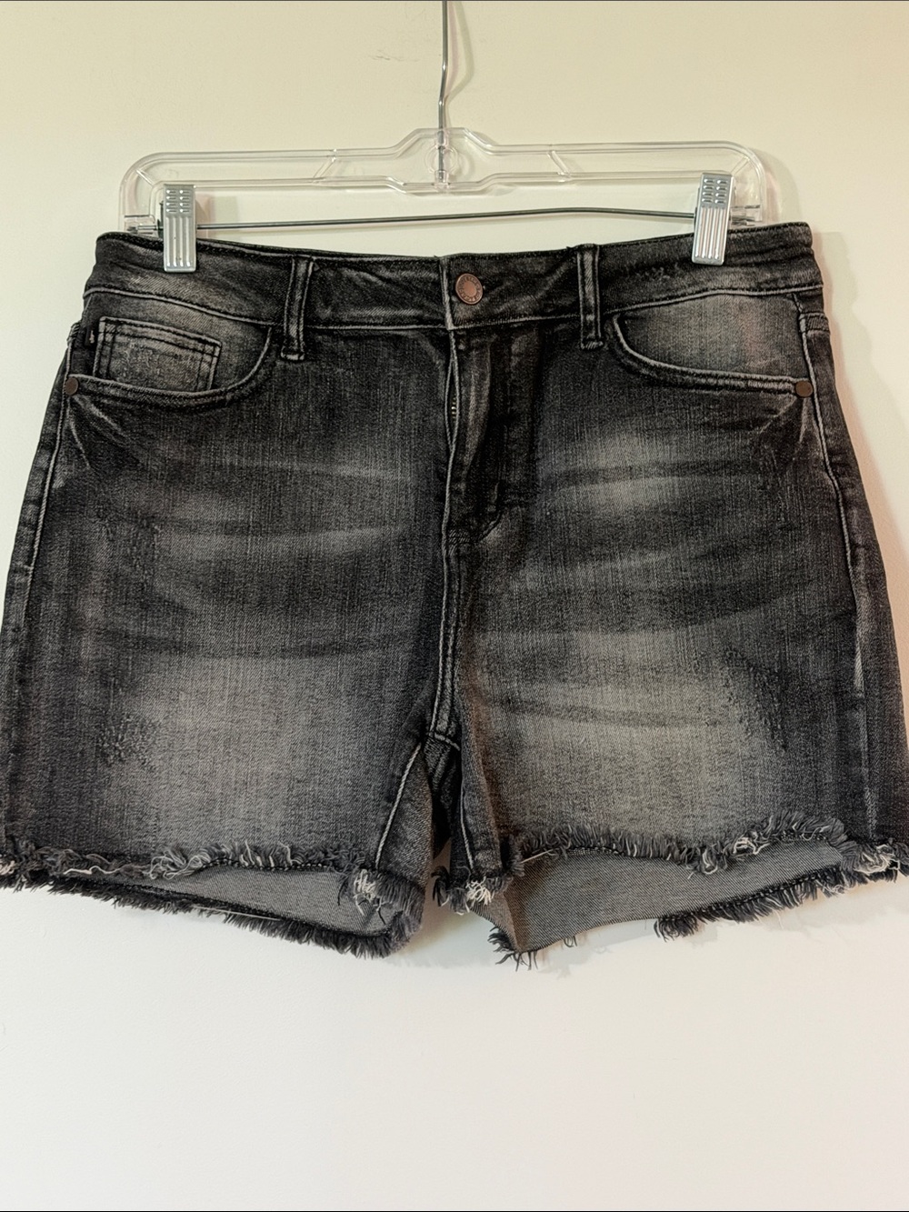 Judy Blue Washed Black Frayed Hem Denim Shorts